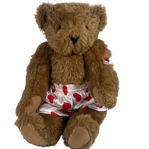 Mandy Vermont Teddy Bear Jointed Body Heart Silk Boxer Shorts 15" Plush